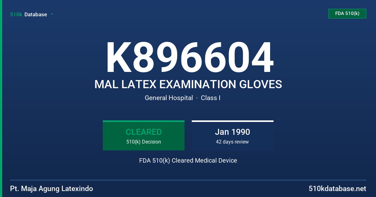 K896604 MAL LATEX EXAMINATION GLOVES FDA 510(k) Cleared Medical Device