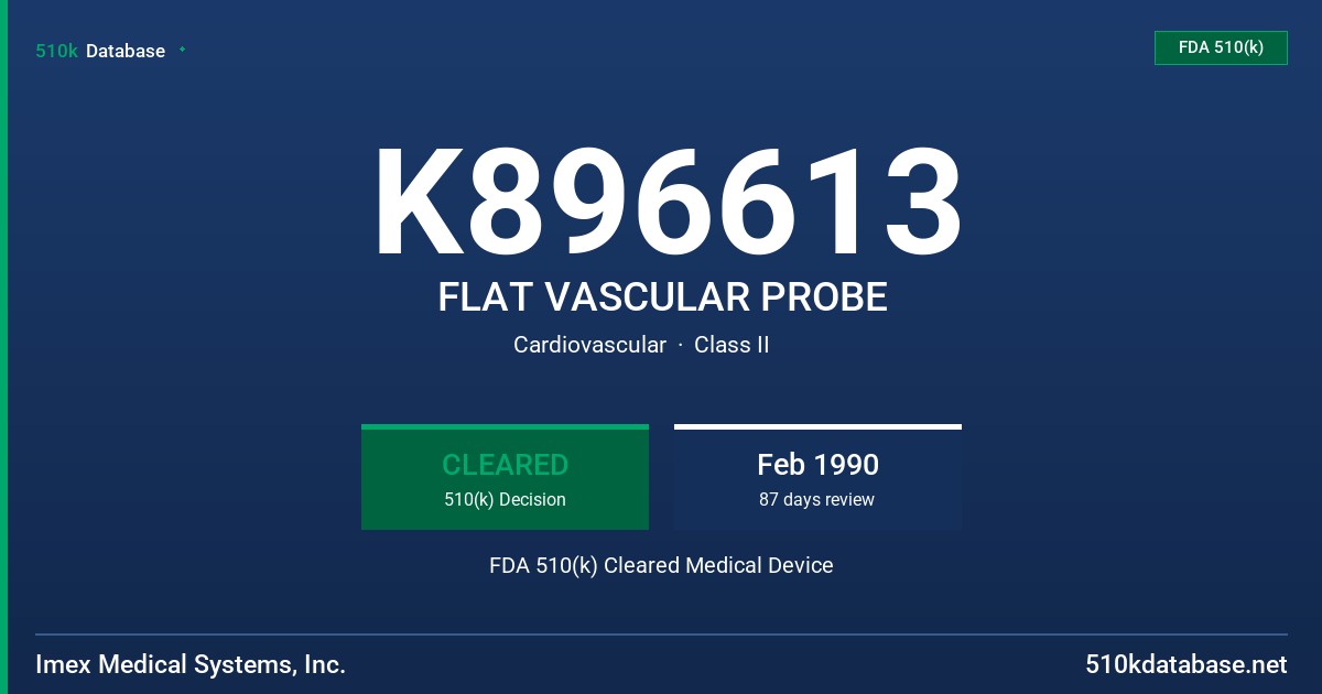 K896613 FLAT VASCULAR PROBE FDA 510(k) Cleared Medical Device