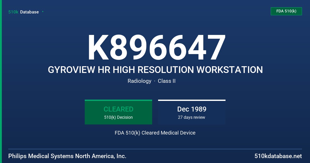 K896647 GYROVIEW HR HIGH RESOLUTION WORKSTATION FDA 510(k) Cleared Medical Device