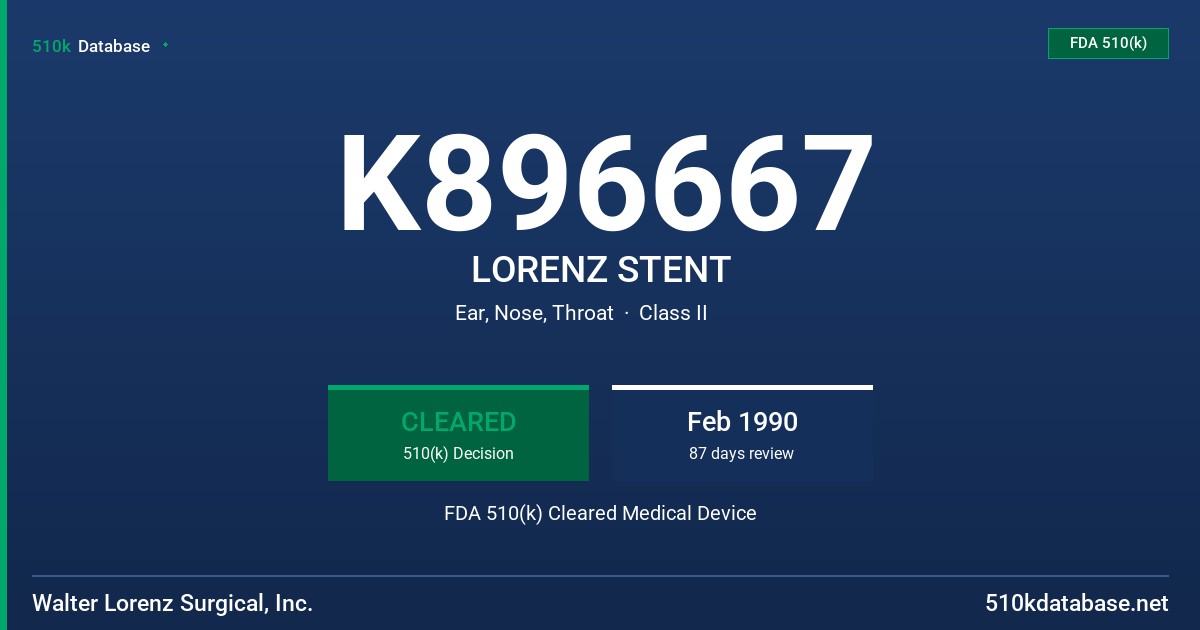 K896667 LORENZ STENT FDA 510(k) Cleared Medical Device