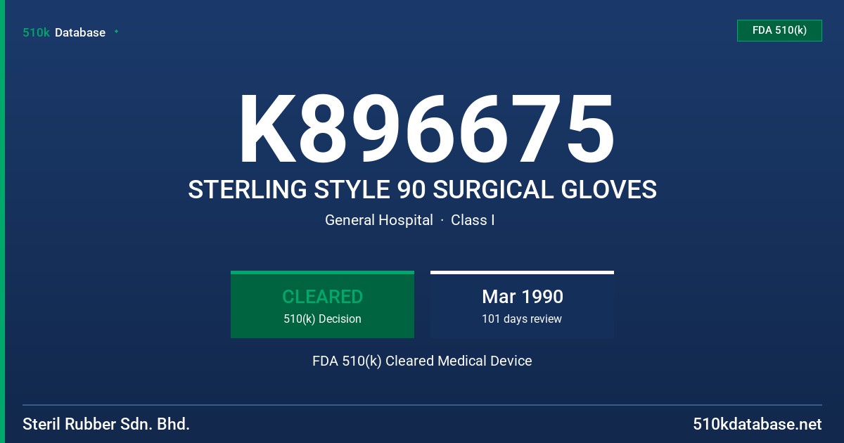 K896675 STERLING STYLE 90 SURGICAL GLOVES FDA 510(k) Cleared Medical Device