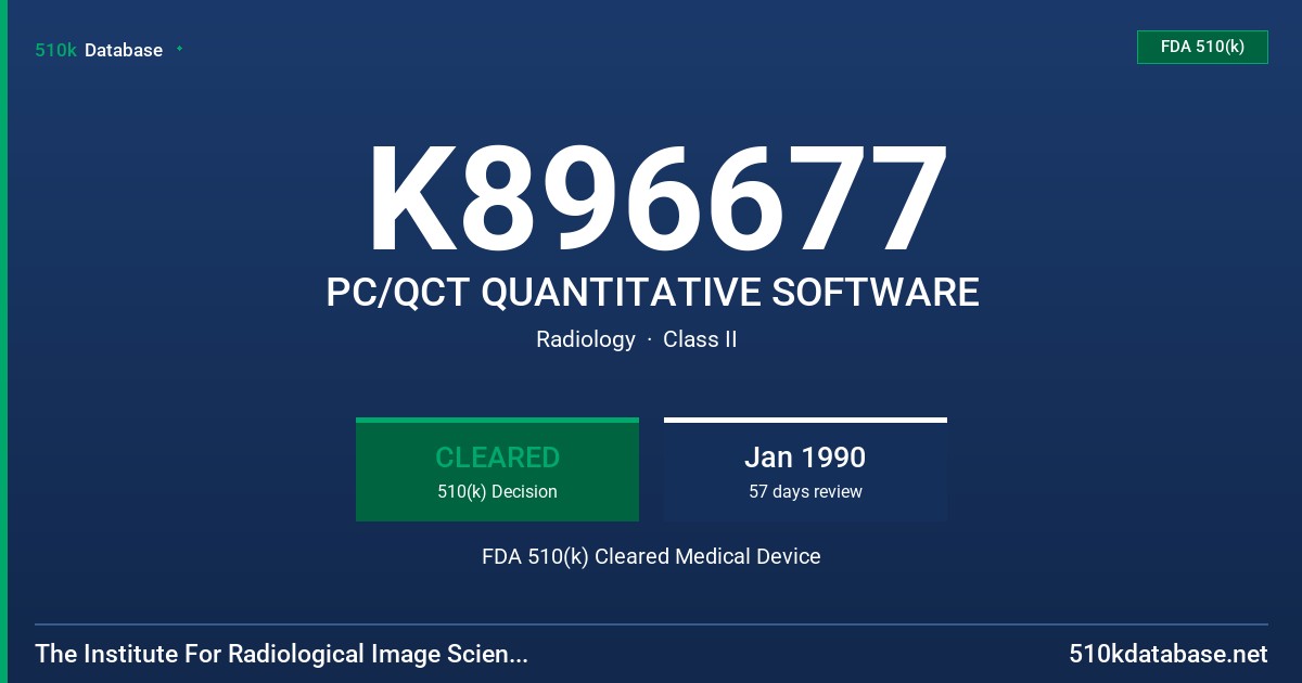 K896677 PC/QCT QUANTITATIVE SOFTWARE FDA 510(k) Cleared Medical Device