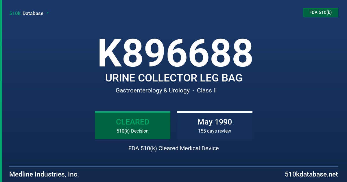 K896688 URINE COLLECTOR LEG BAG FDA 510(k) Cleared Medical Device