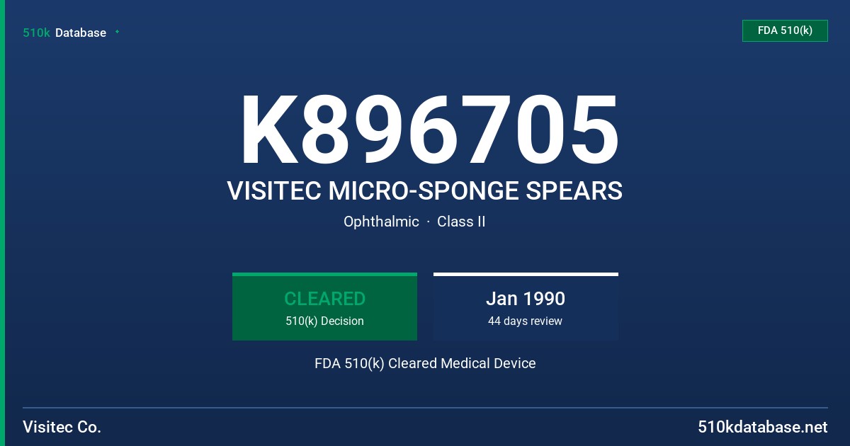 K896705 VISITEC MICRO-SPONGE SPEARS FDA 510(k) Cleared Medical Device