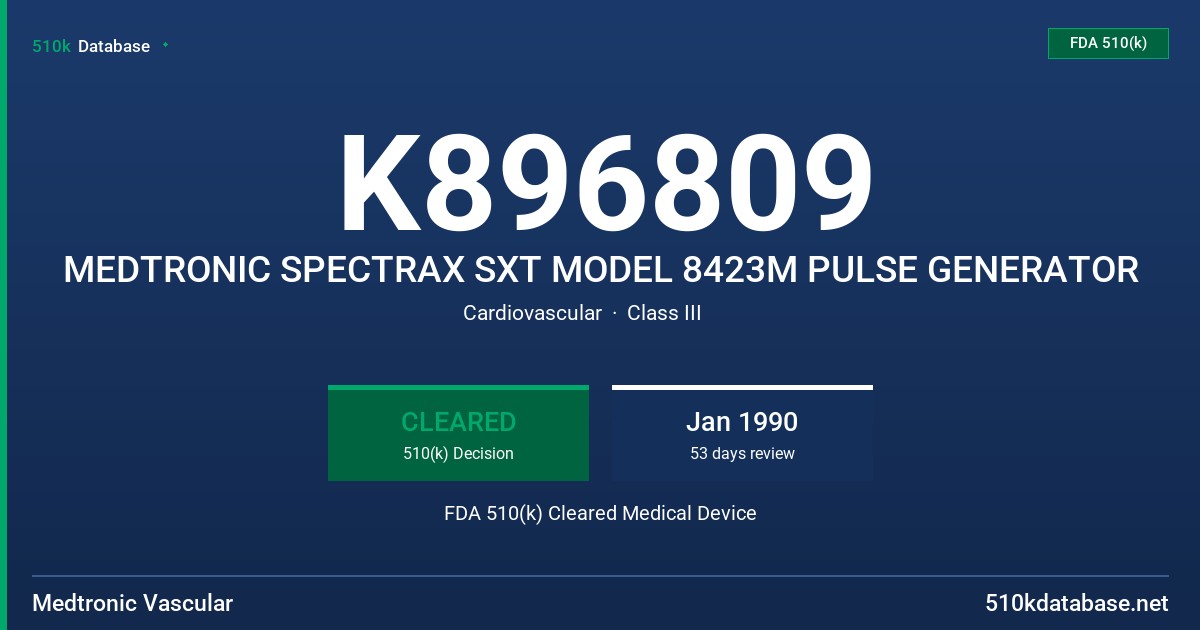 K896809 MEDTRONIC SPECTRAX SXT MODEL 8423M PULSE GENERATOR FDA 510(k) Cleared Medical Device