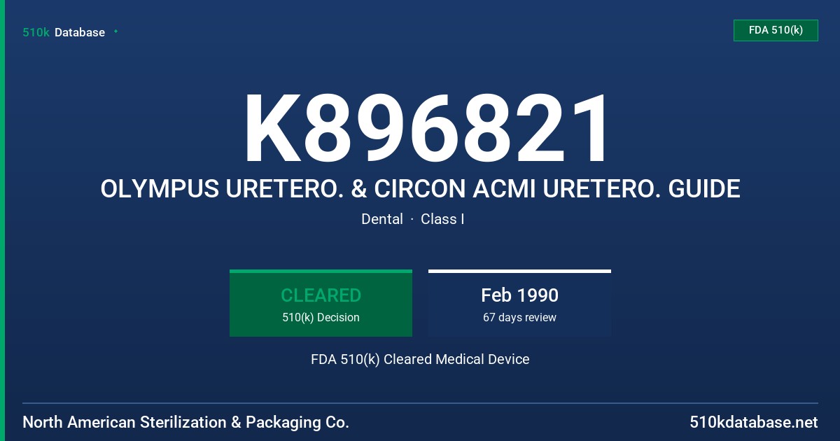 K896821 OLYMPUS URETERO. & CIRCON ACMI URETERO. GUIDE FDA 510(k) Cleared Medical Device