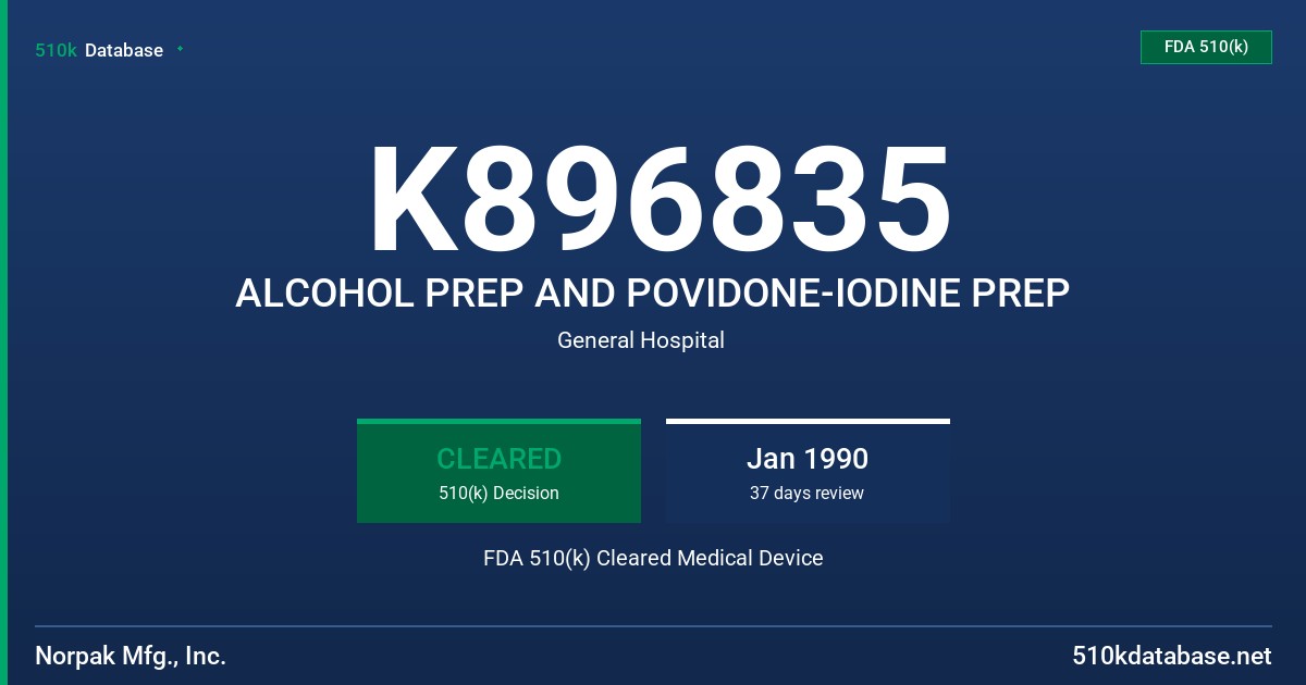 K896835 ALCOHOL PREP AND POVIDONE-IODINE PREP FDA 510(k) Cleared Medical Device