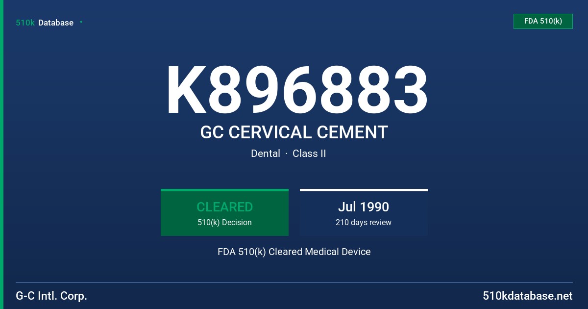 K896883 GC CERVICAL CEMENT FDA 510(k) Cleared Medical Device