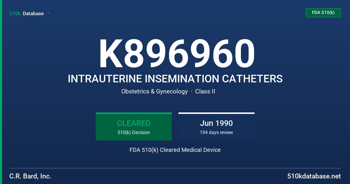 K896960 INTRAUTERINE INSEMINATION CATHETERS FDA 510(k) Cleared Medical Device