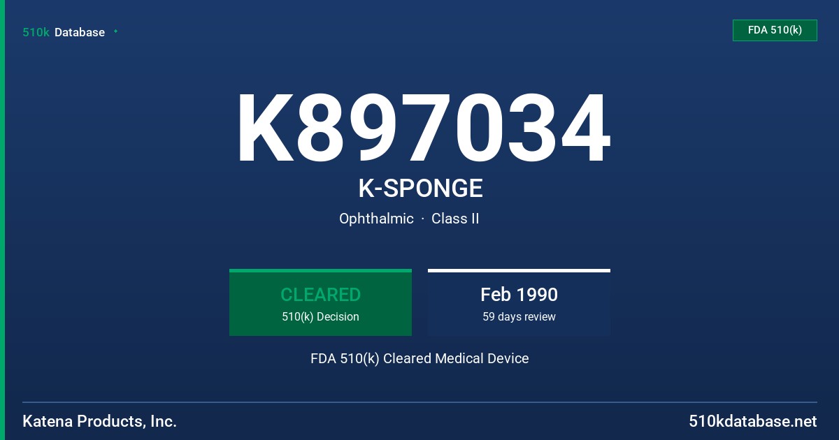K897034 K-SPONGE FDA 510(k) Cleared Medical Device