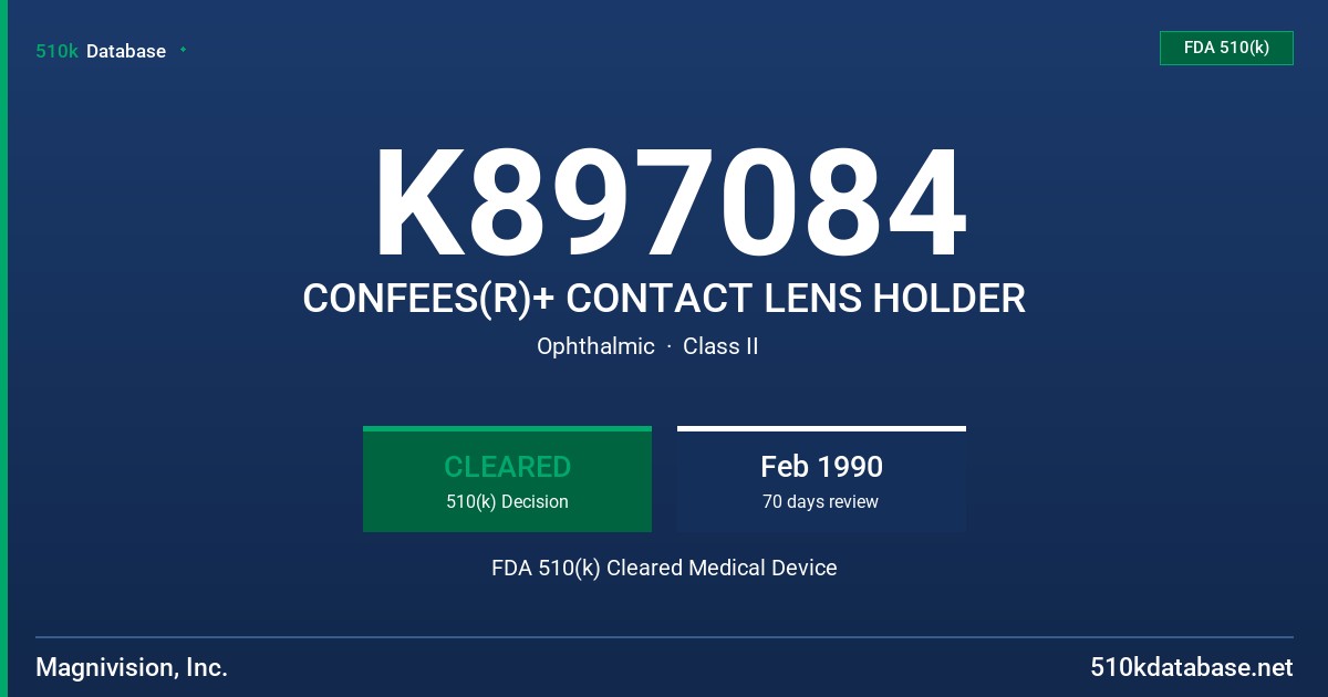 K897084 CONFEES(R)+ CONTACT LENS HOLDER FDA 510(k) Cleared Medical Device