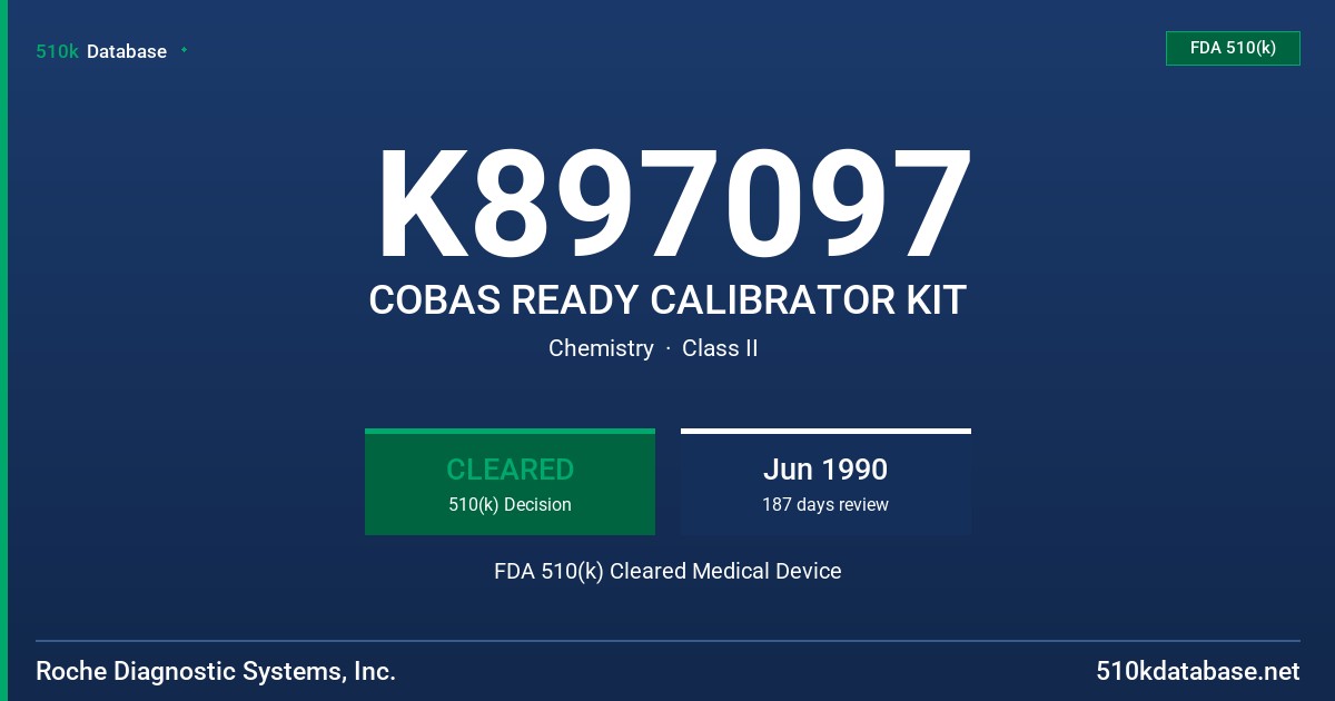 K897097 COBAS READY CALIBRATOR KIT FDA 510(k) Cleared Medical Device