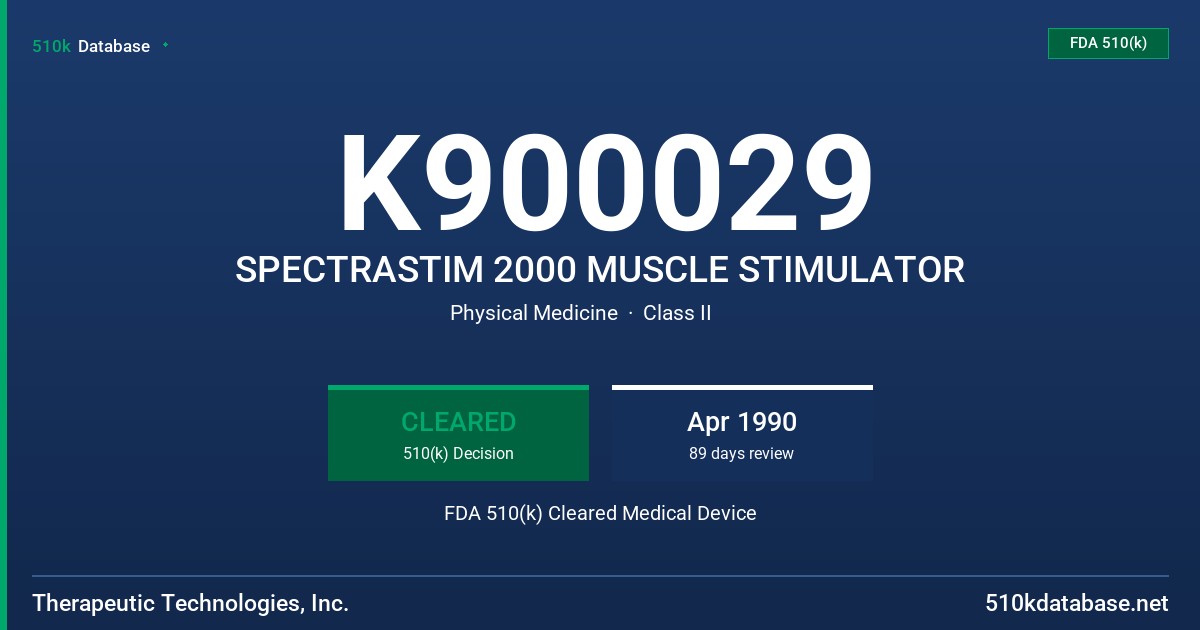 K900029 SPECTRASTIM 2000 MUSCLE STIMULATOR FDA 510(k) Cleared Medical Device