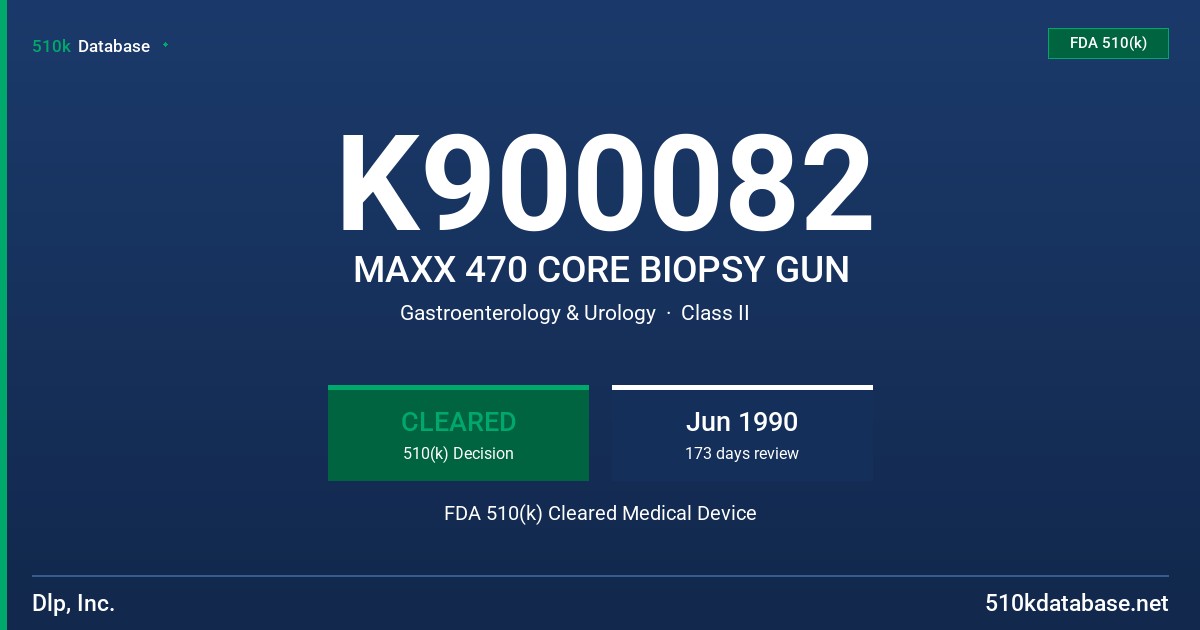 K900082 MAXX 470 CORE BIOPSY GUN FDA 510(k) Cleared Medical Device