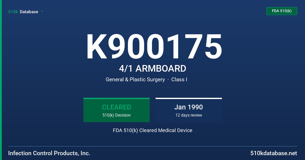 K900175 4/1 ARMBOARD FDA 510(k) Cleared Medical Device