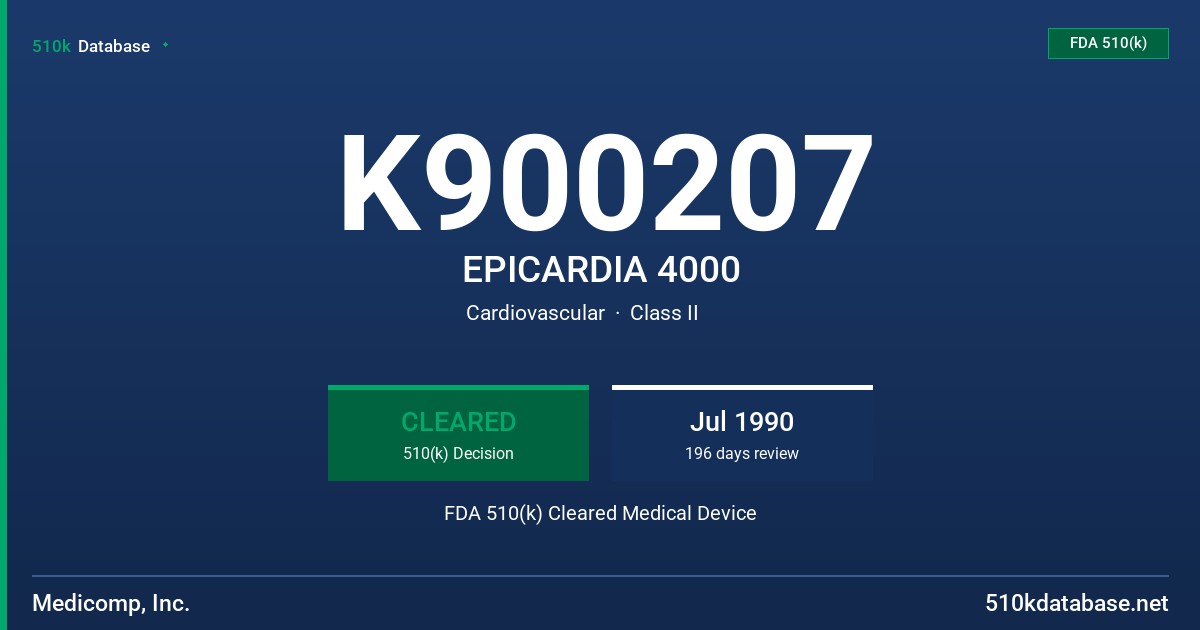 K900207 EPICARDIA 4000 FDA 510(k) Cleared Medical Device