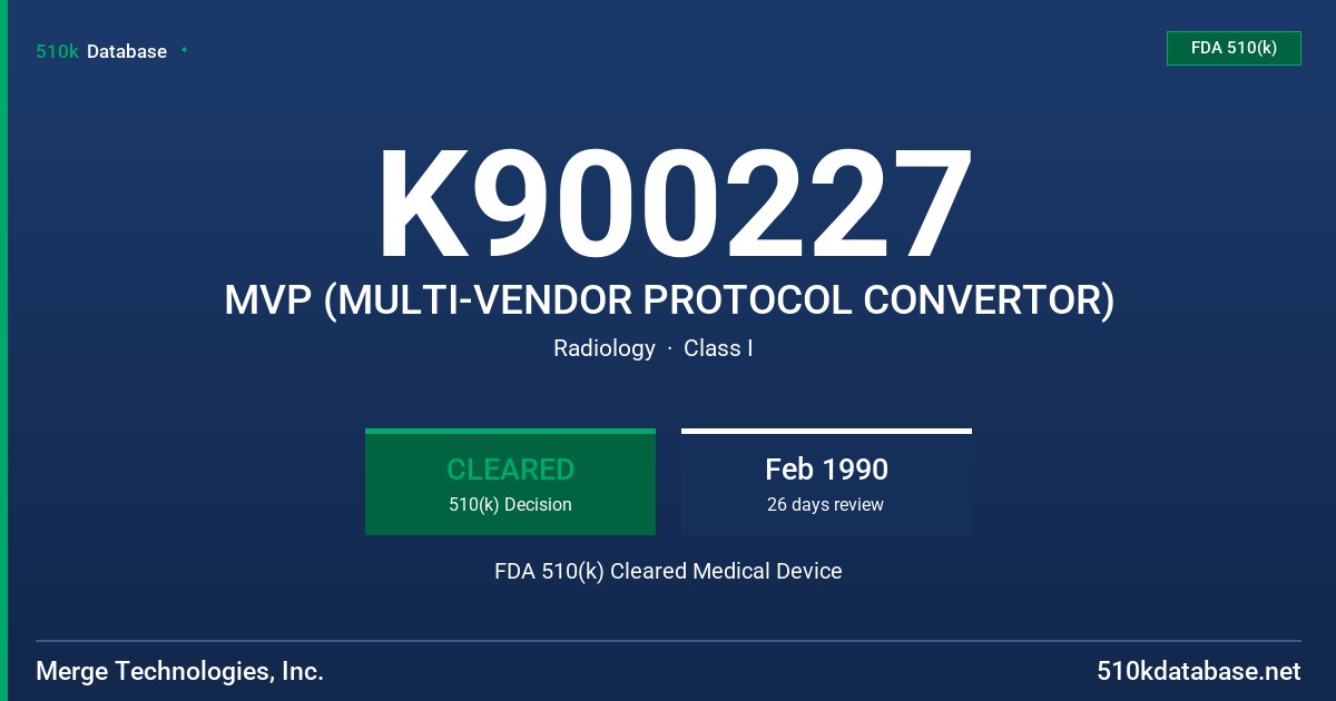 K900227 MVP (MULTI-VENDOR PROTOCOL CONVERTOR) FDA 510(k) Cleared Medical Device