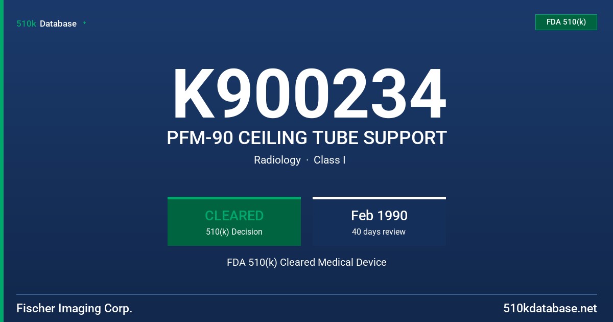 K900234 PFM-90 CEILING TUBE SUPPORT FDA 510(k) Cleared Medical Device