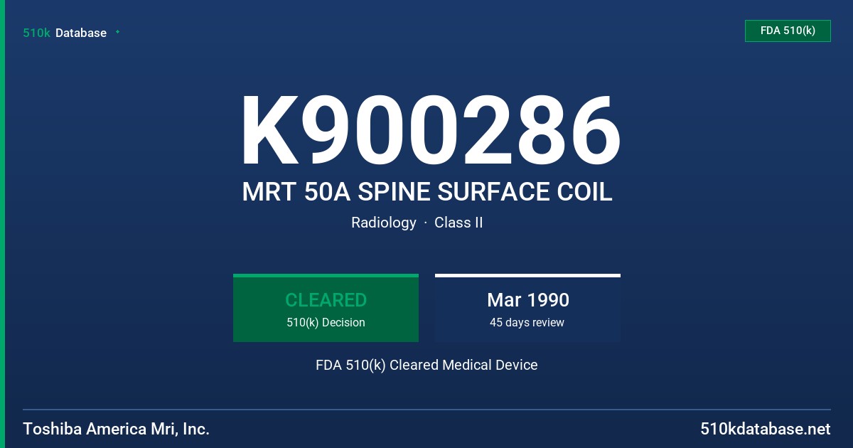K900286 MRT 50A SPINE SURFACE COIL FDA 510(k) Cleared Medical Device