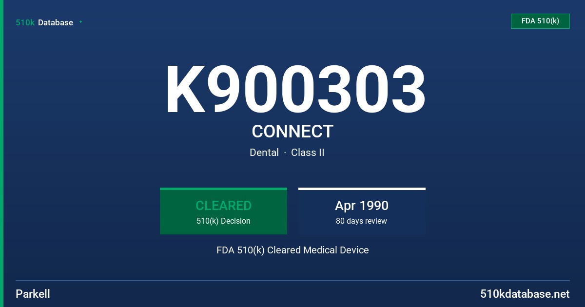 K900303 CONNECT FDA 510(k) Cleared Medical Device