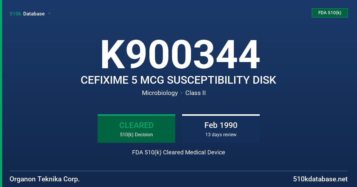 K900344 CEFIXIME 5 MCG SUSCEPTIBILITY DISK FDA 510(k) Cleared Medical Device