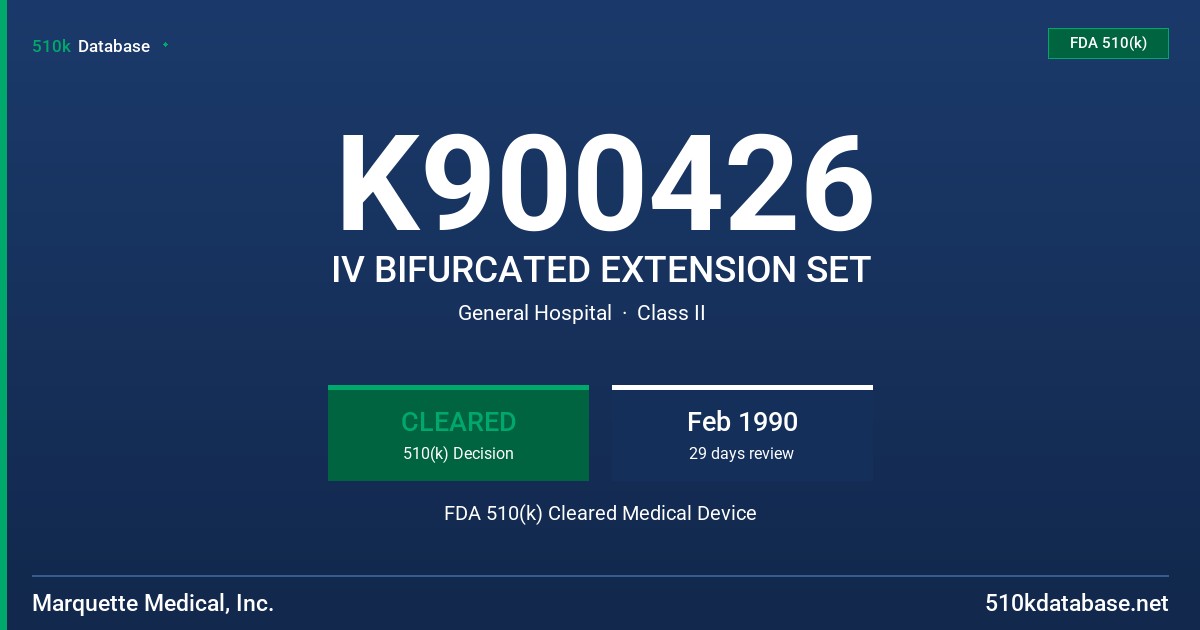 K900426 IV BIFURCATED EXTENSION SET FDA 510(k) Cleared Medical Device