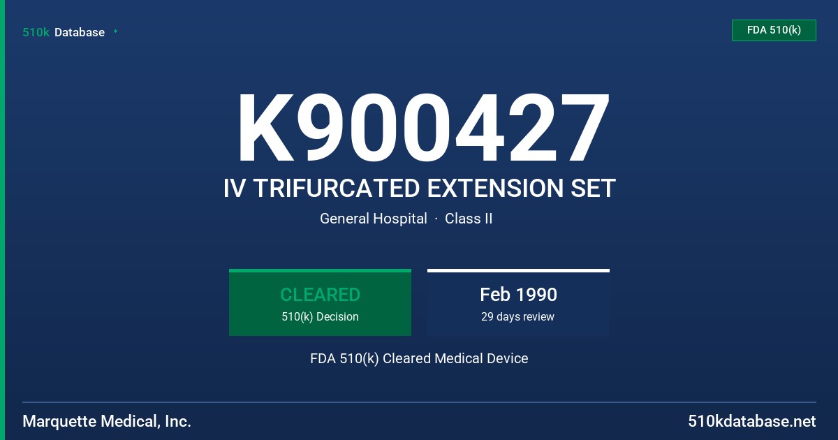 K900427 IV TRIFURCATED EXTENSION SET FDA 510(k) Cleared Medical Device