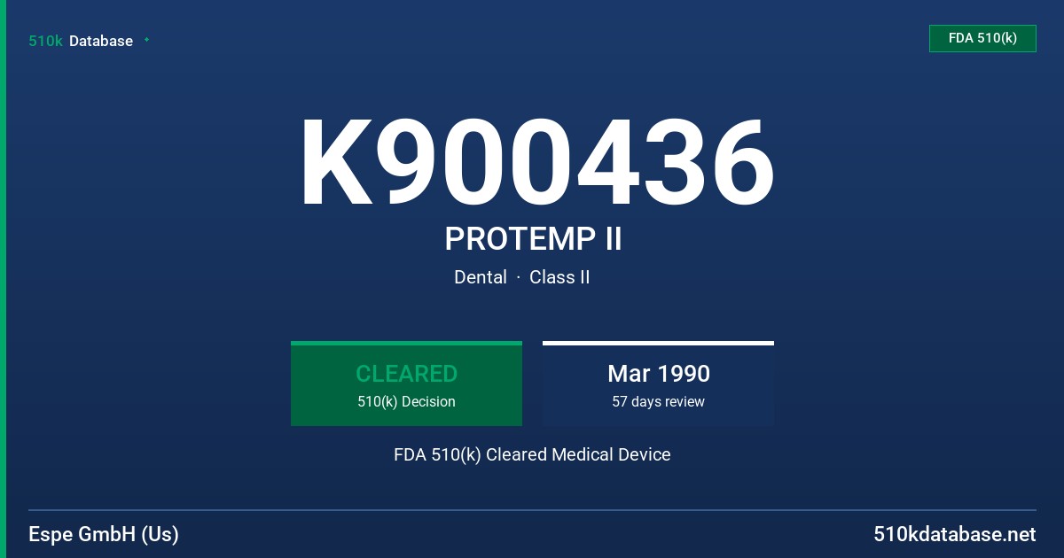K900436 PROTEMP II FDA 510(k) Cleared Medical Device