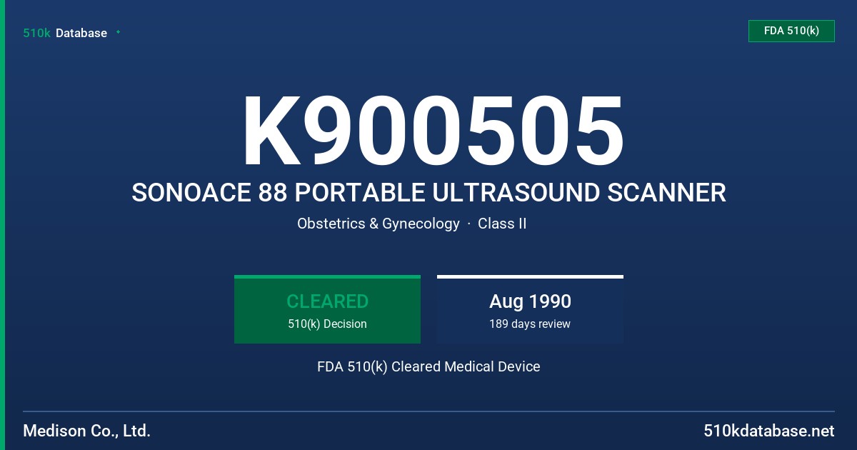 K900505 SONOACE 88 PORTABLE ULTRASOUND SCANNER FDA 510(k) Cleared Medical Device