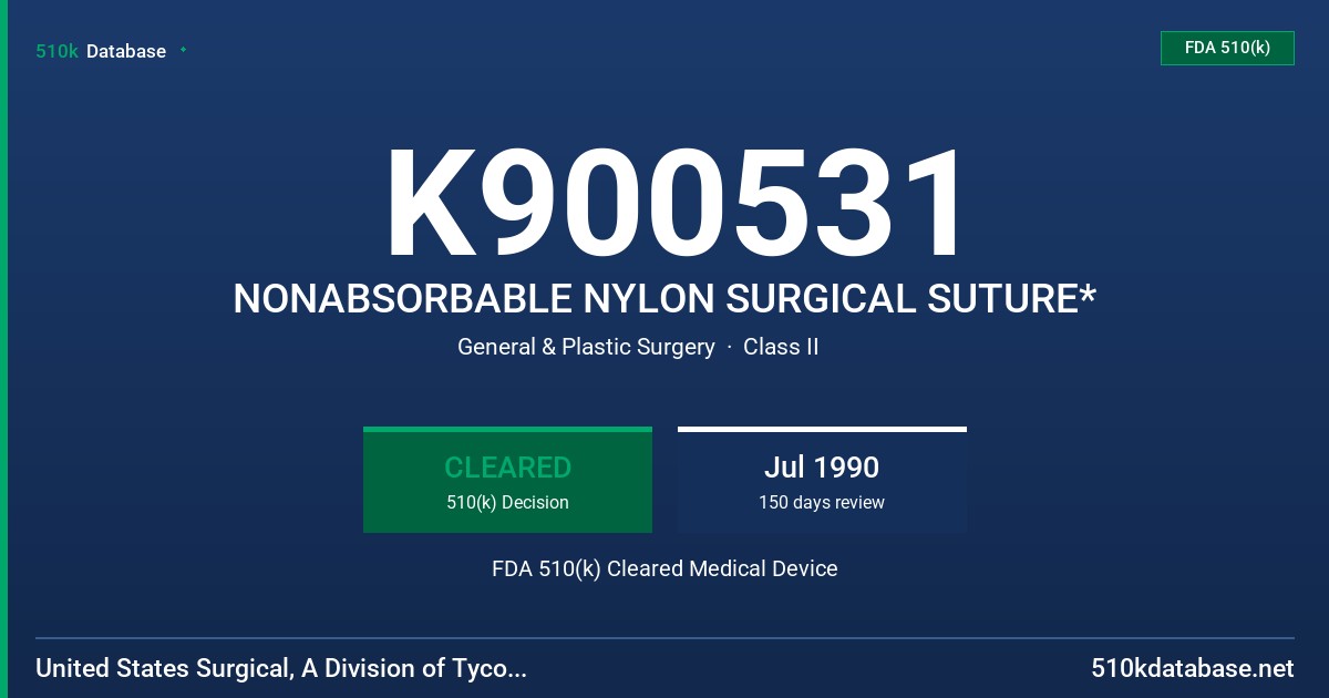 K900531 NONABSORBABLE NYLON SURGICAL SUTURE* FDA 510(k) Cleared Medical Device