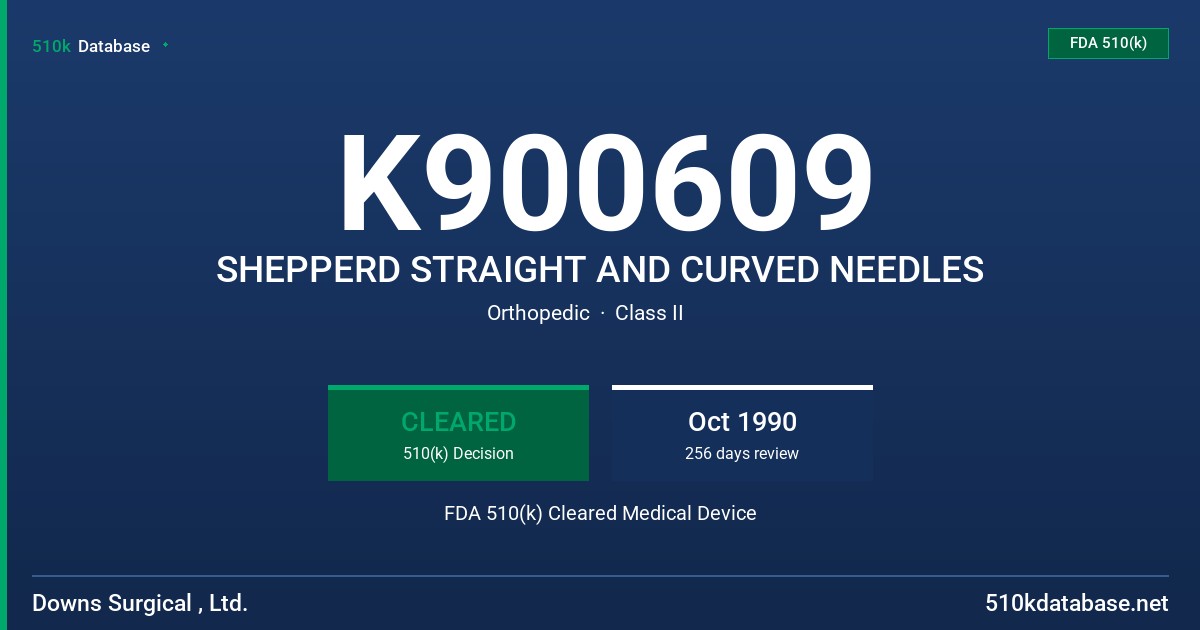 K900609 SHEPPERD STRAIGHT AND CURVED NEEDLES FDA 510(k) Cleared Medical Device