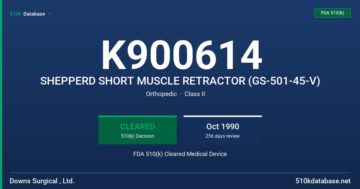 K900614 SHEPPERD SHORT MUSCLE RETRACTOR (GS-501-45-V) FDA 510(k) Cleared Medical Device