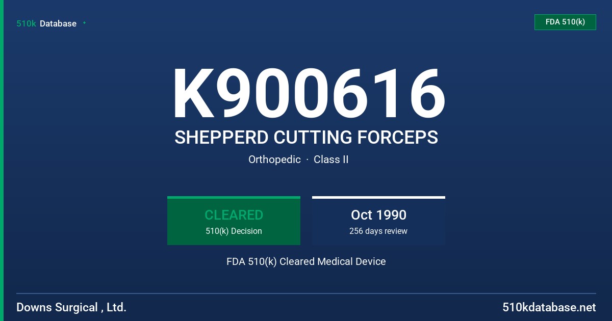 K900616 SHEPPERD CUTTING FORCEPS FDA 510(k) Cleared Medical Device