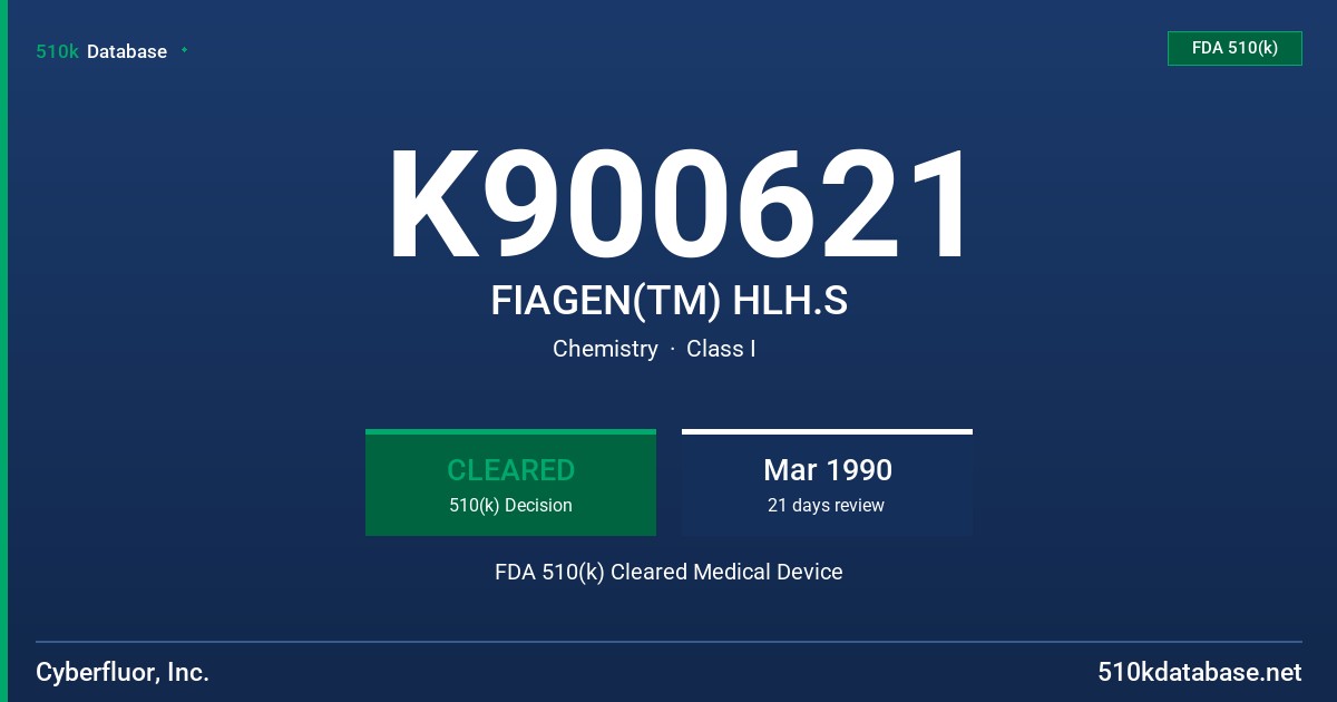 K900621 FIAGEN(TM) HLH.S FDA 510(k) Cleared Medical Device