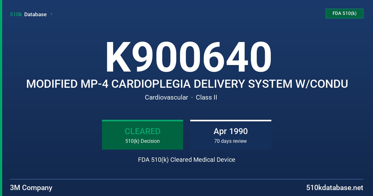 K900640 MODIFIED MP-4 CARDIOPLEGIA DELIVERY SYSTEM W/CONDU FDA 510(k) Cleared Medical Device