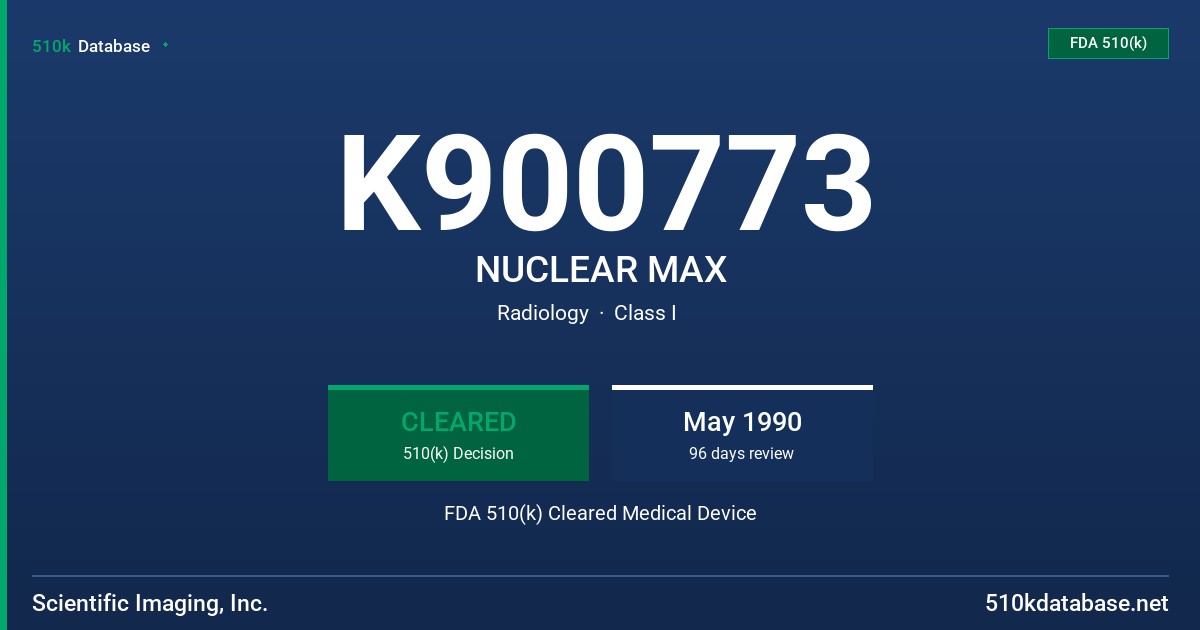 K900773 NUCLEAR MAX FDA 510(k) Cleared Medical Device