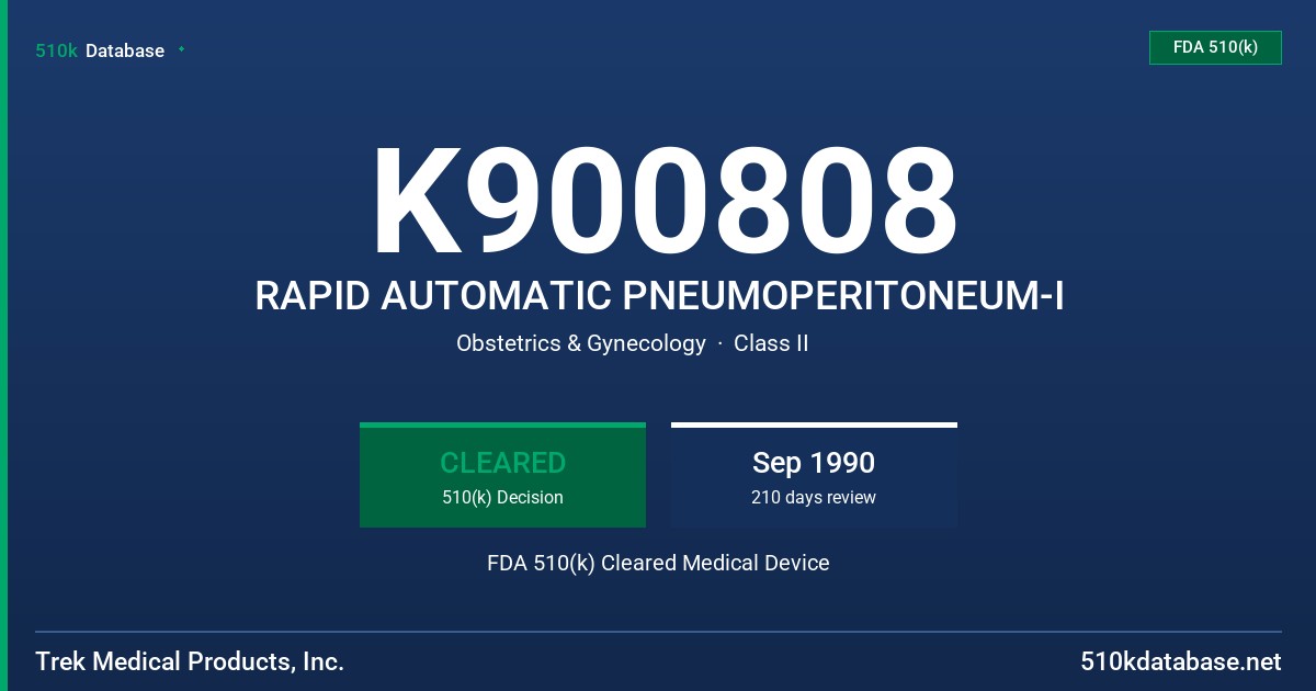 K900808 RAPID AUTOMATIC PNEUMOPERITONEUM-I FDA 510(k) Cleared Medical Device
