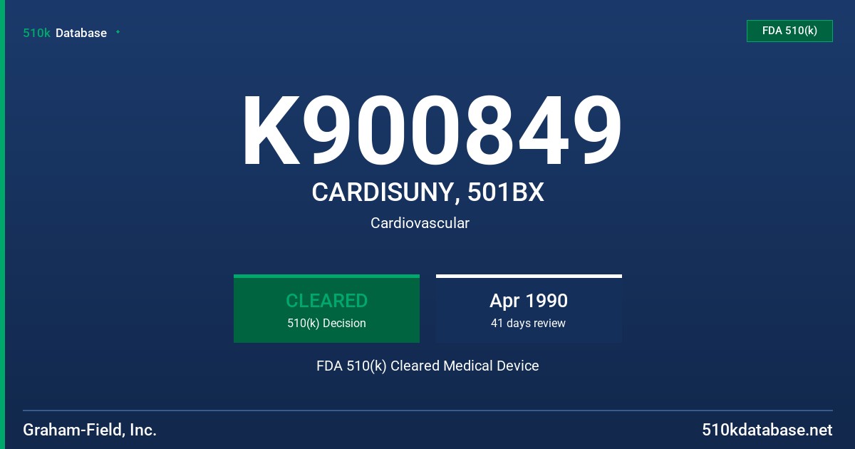 K900849 CARDISUNY, 501BX FDA 510(k) Cleared Medical Device