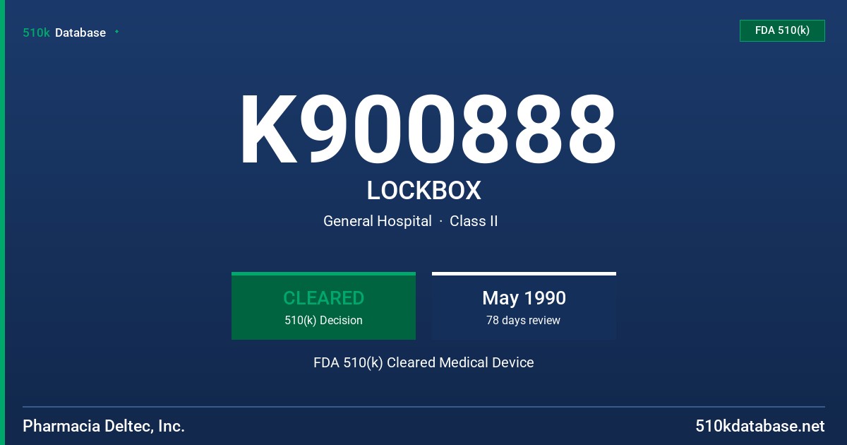 K900888 LOCKBOX FDA 510(k) Cleared Medical Device