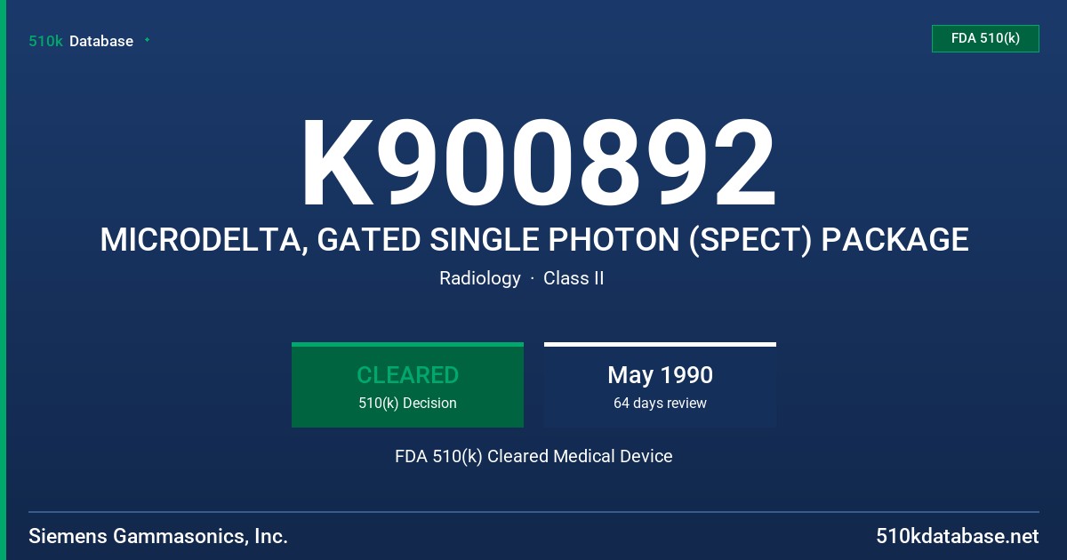 K900892 MICRODELTA, GATED SINGLE PHOTON (SPECT) PACKAGE FDA 510(k) Cleared Medical Device