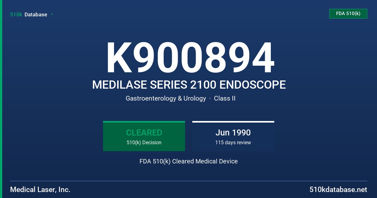K900894 MEDILASE SERIES 2100 ENDOSCOPE FDA 510(k) Cleared Medical Device