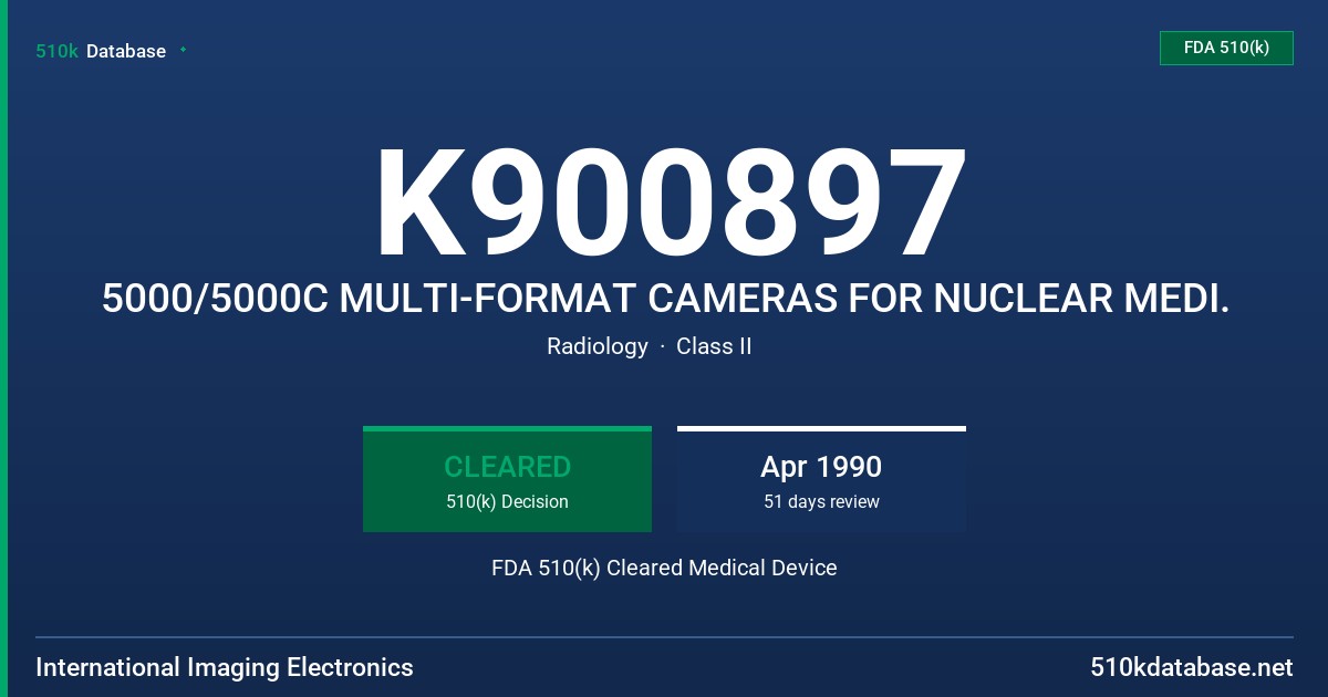 K900897 5000/5000C MULTI-FORMAT CAMERAS FOR NUCLEAR MEDI. FDA 510(k) Cleared Medical Device
