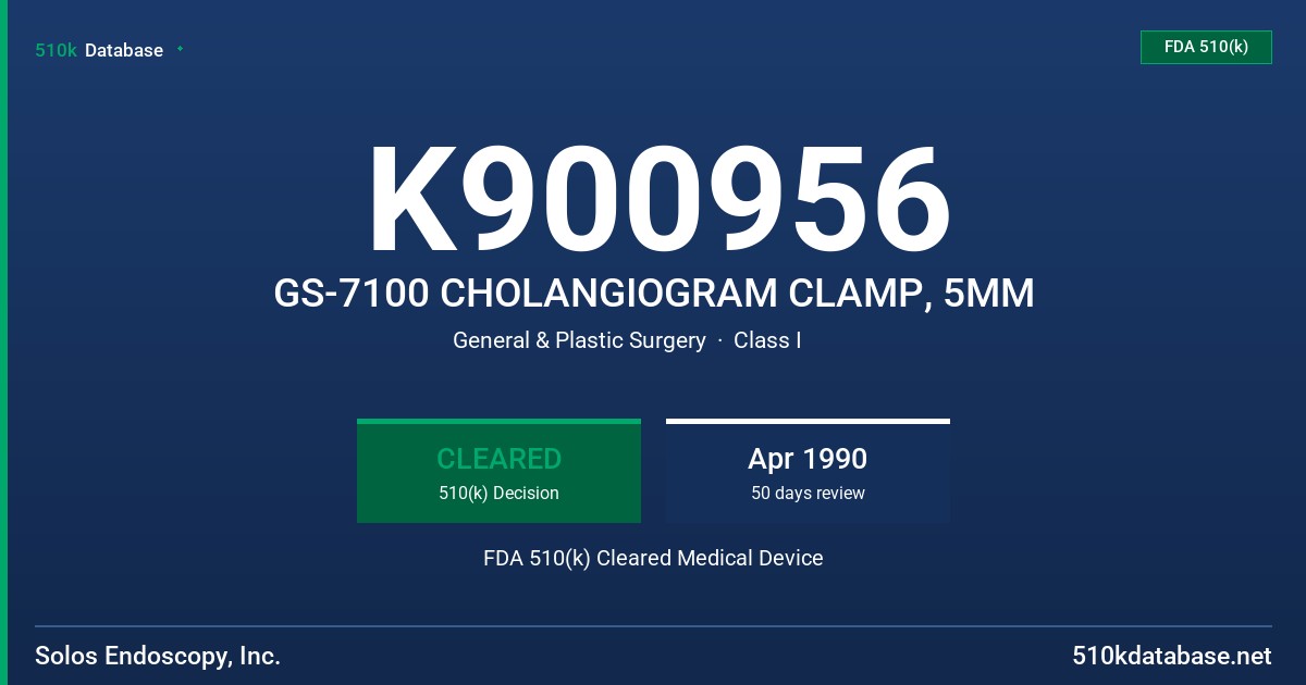 K900956 GS-7100 CHOLANGIOGRAM CLAMP, 5MM FDA 510(k) Cleared Medical Device