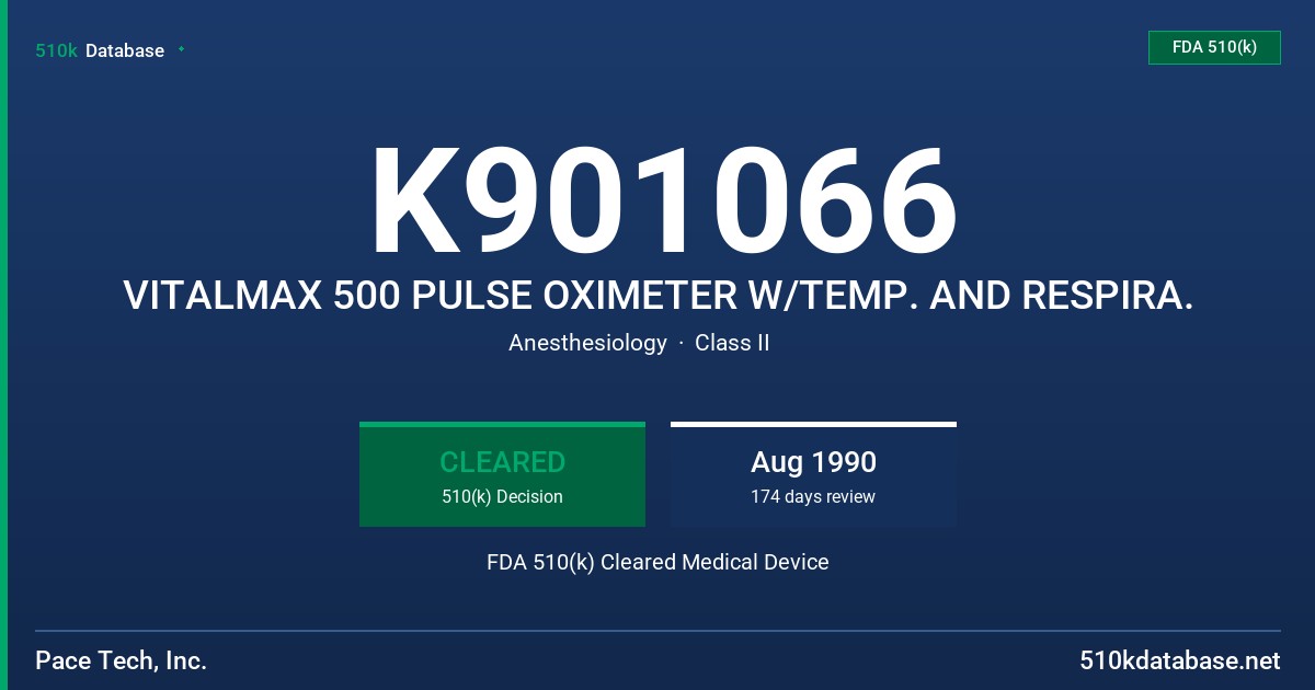 K901066 VITALMAX 500 PULSE OXIMETER W/TEMP. AND RESPIRA. FDA 510(k) Cleared Medical Device