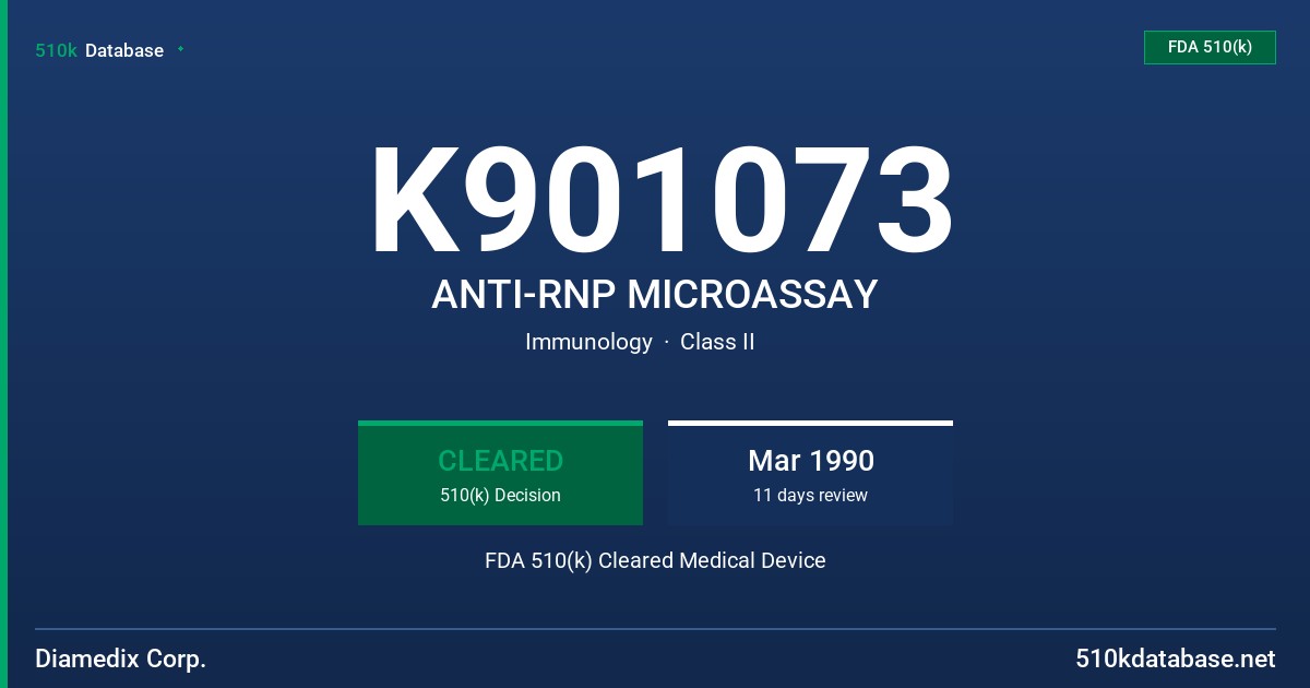 K901073 ANTI-RNP MICROASSAY FDA 510(k) Cleared Medical Device