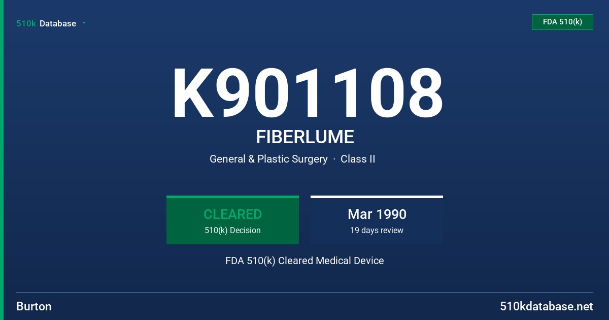 K901108 FIBERLUME FDA 510(k) Cleared Medical Device