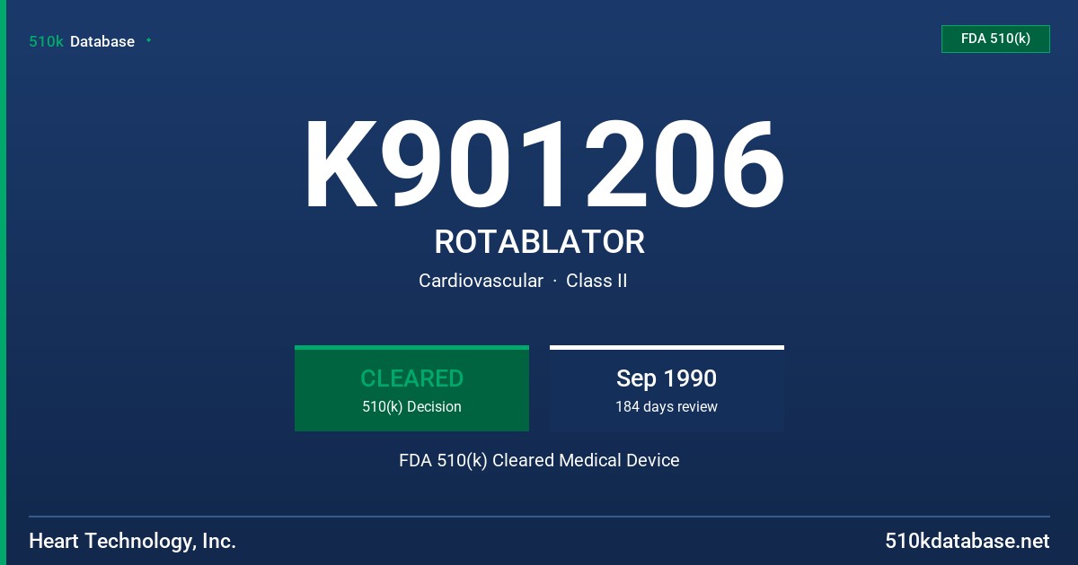 K901206 ROTABLATOR FDA 510(k) Cleared Medical Device