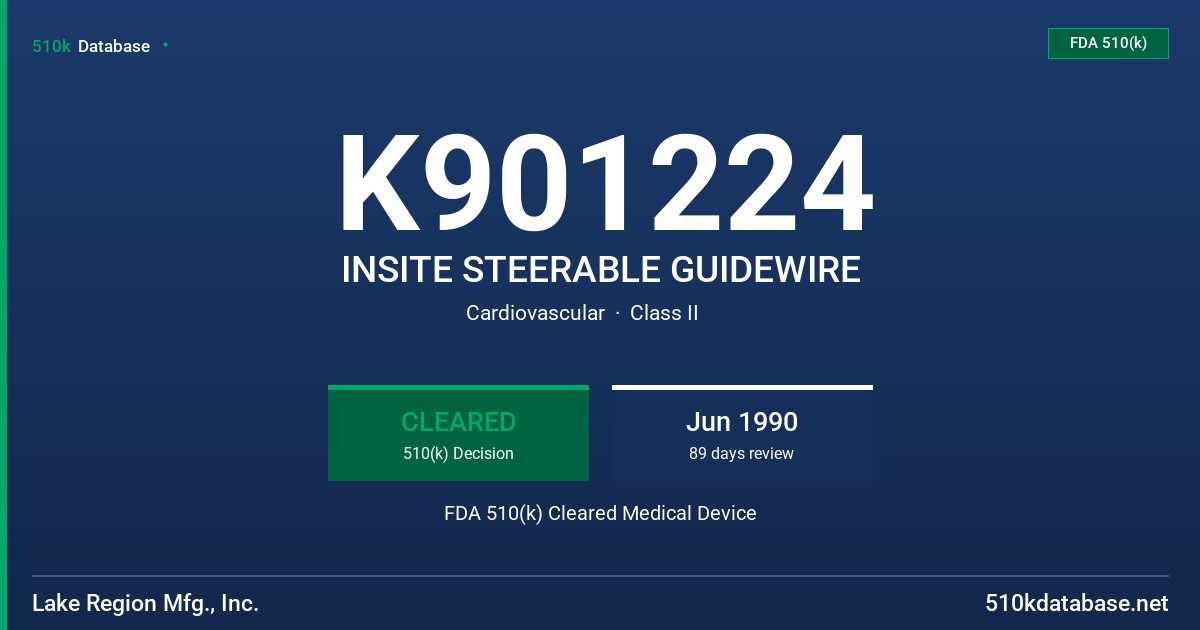 K901224 INSITE STEERABLE GUIDEWIRE FDA 510(k) Cleared Medical Device