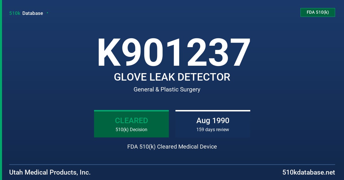 K901237 GLOVE LEAK DETECTOR FDA 510(k) Cleared Medical Device