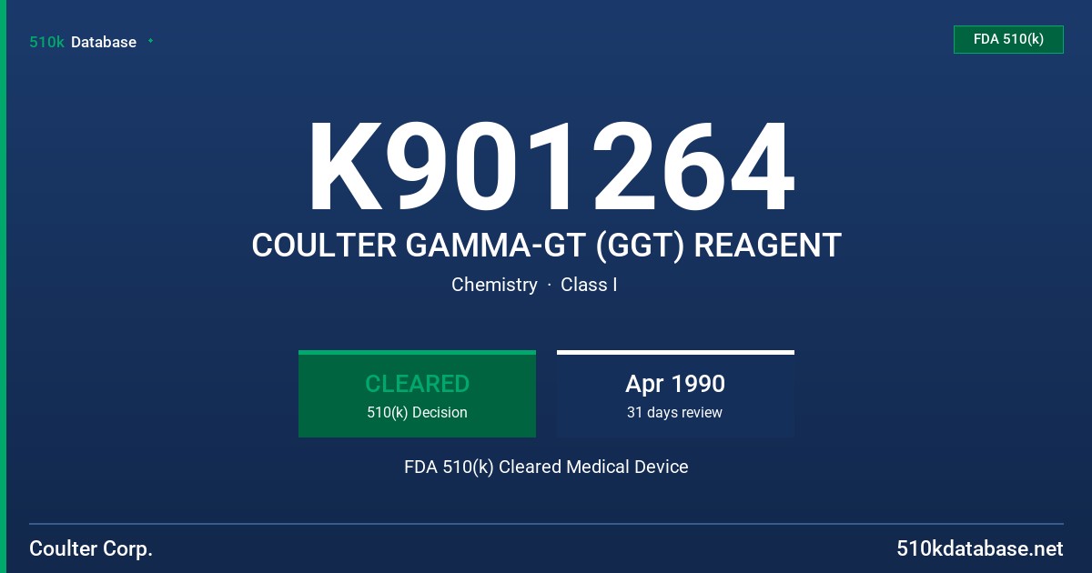 K901264 COULTER GAMMA-GT (GGT) REAGENT FDA 510(k) Cleared Medical Device